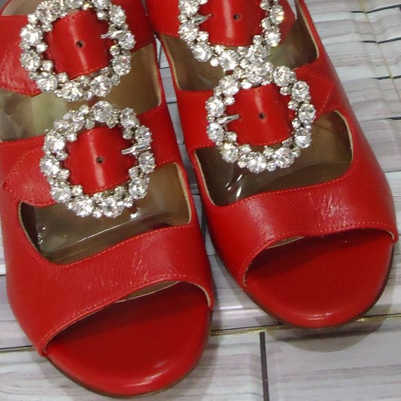 SIZE 37. L'Autrechose Chose crystal buckle leather sandals. - Picture 3 of 16